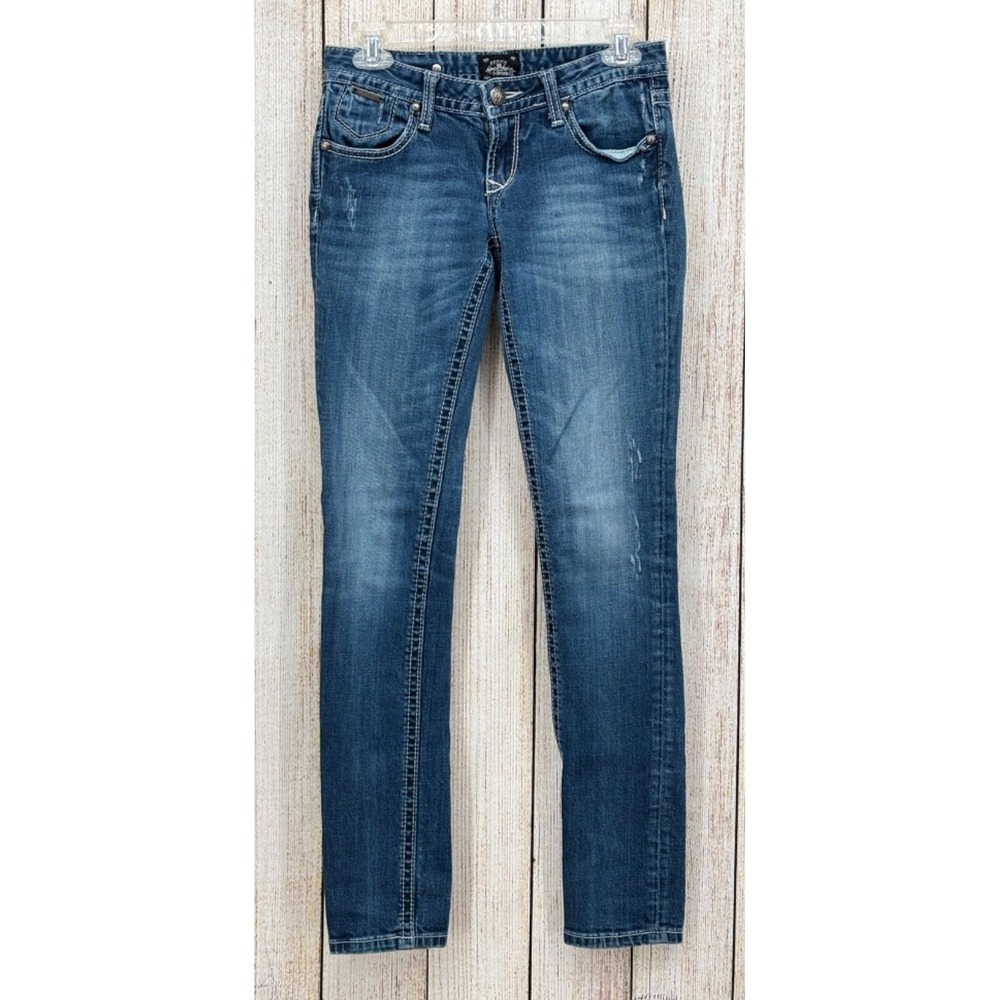 ReRock Express Skinny Size 0 Women Relaxed Denim Light Blue Low Rise Jeans Pants